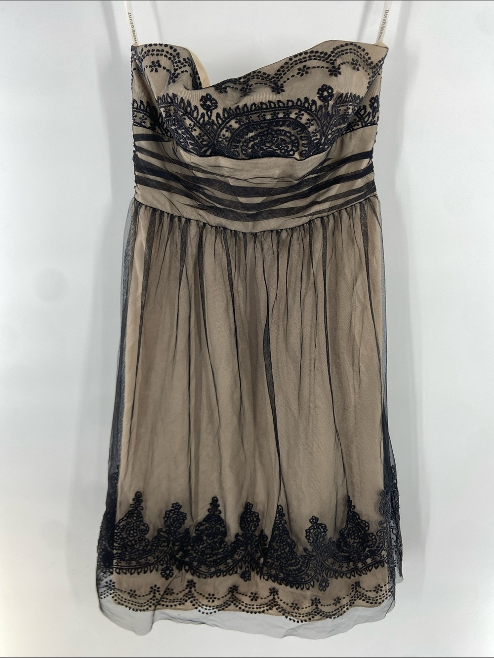 David's Bridal Tan Strapless and Mini Deck Size 8 Gently Used